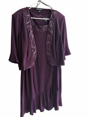 Brianna Milay 16 Plum Purple Sequin Dress Jacket Set Formal